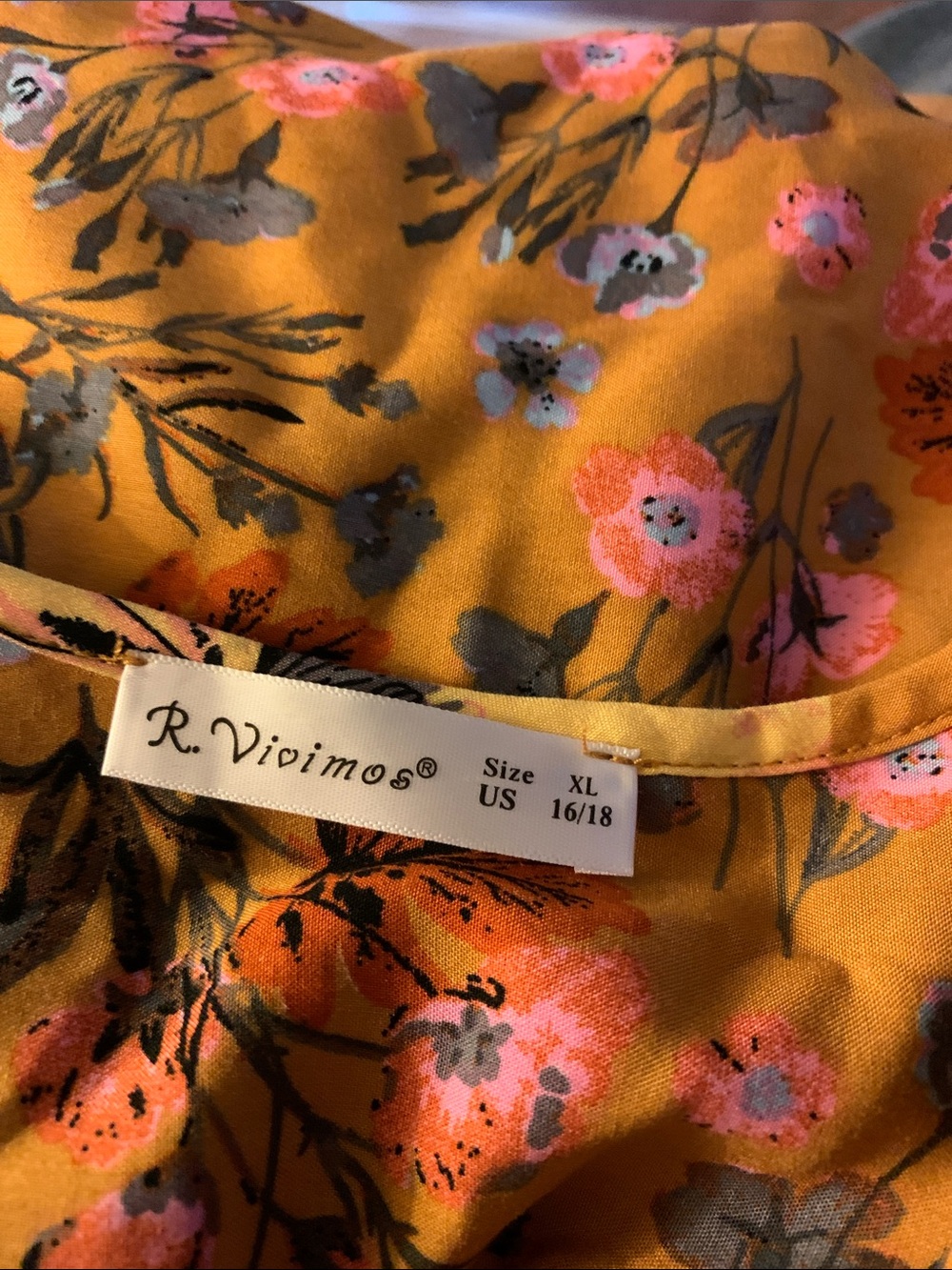 R. Vivimos Dijon Mustard Long Sleeve Floral Print Retro Tassel Bohemian Dress - Picture 4 of 9